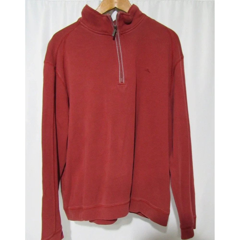 Tommy‎ Bahama Burgundy Red1/4 Zip Pima Cotton Sweater Size XL/TG